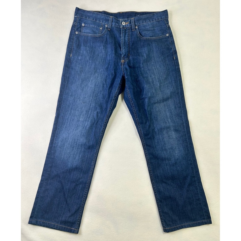 Cremieux Mens Straight Fit Jeans Dark Wash Blue Denim 34x30 100% Cotton